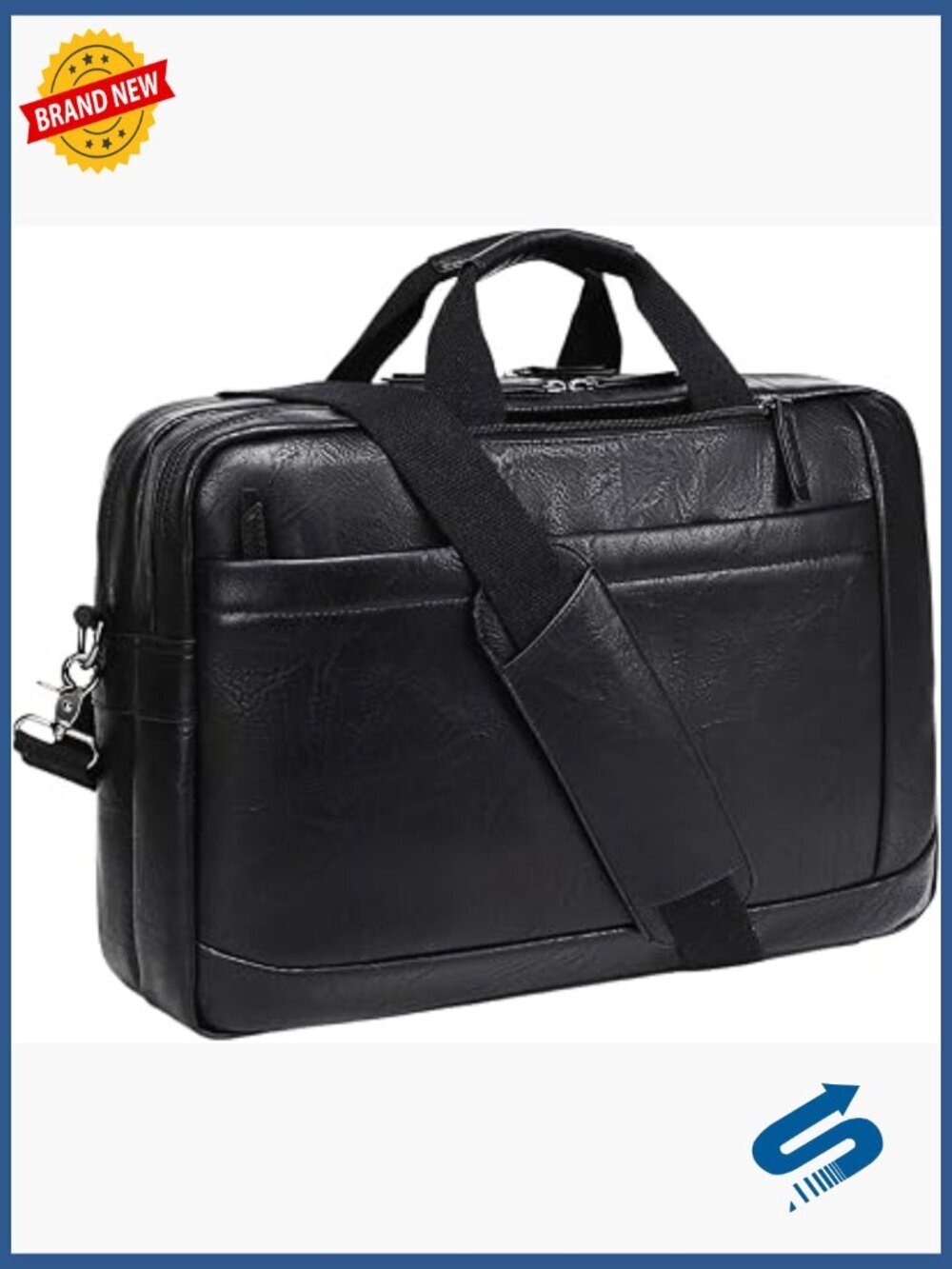 3-in-1 Convertible Laptop Messenger Backpack Briefcase, 17-17.3 Inch, Faux